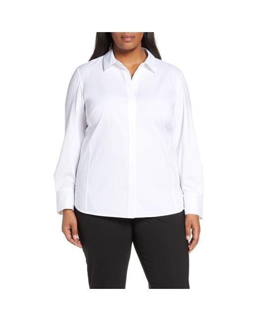 Lafayette 148 New York White Pandita Chain Trim Blouse