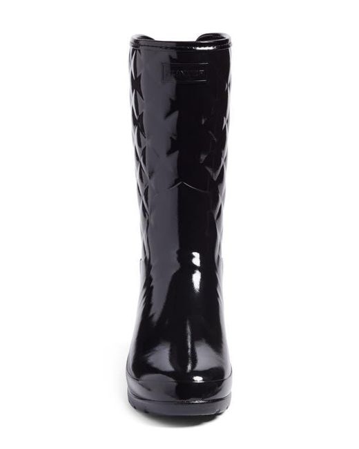 Hunter Black Refined High Gloss Quilted Short Waterproof Rain Boot