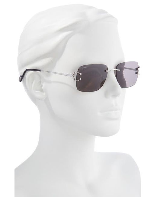 Cartier Brown 59Mm Rimless Rectangular Sunglasses for men