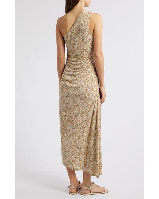Tommy Bahama Natural Playa Python Print Asymmetric One-Shoulder Midi Dress