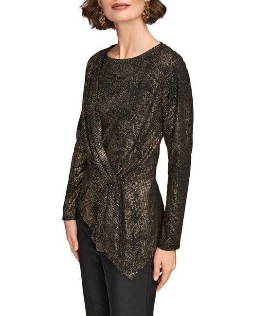 Donna Karan Black Metallic Long Sleeve Shirt