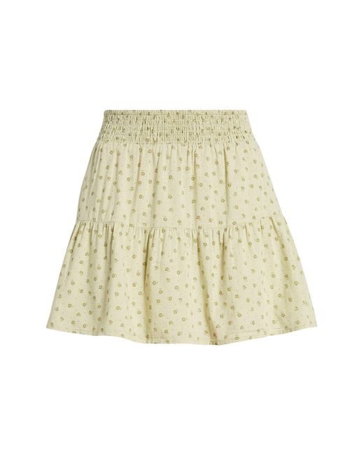 BP. White Print Tiered Ruffle Miniskirt