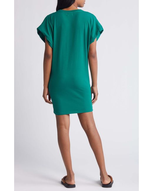 Nation Ltd Green Layne Crewneck Pima Cotton Blend T-shirt Minidress