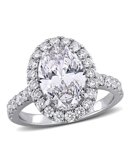 Julianna B Metallic 3-7/Ctw Lab-Grown Diamond Oval Halo Ring 14K