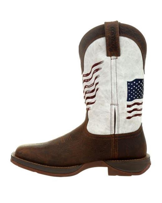 Durango Brown Distressed Flag Embroidery Western Boot for men
