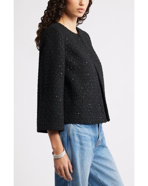 Nordstrom Black Collarless Bouclé Jacket