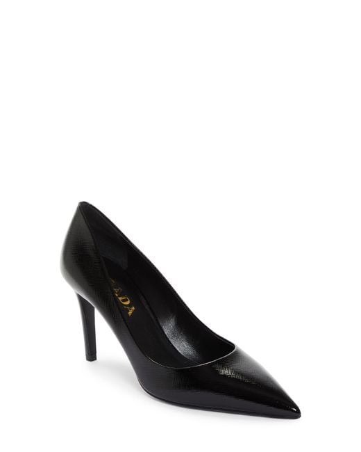 Prada Black Saffiano Leather Pump