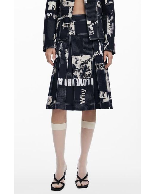 Desigual Black Box Pleat Patchwork Skirt