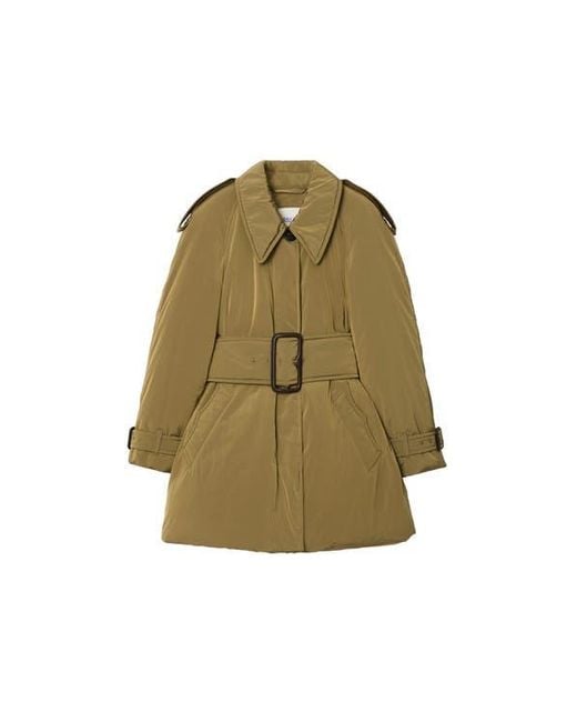 Burberry Green Belted Berryhill Padded Car Coat