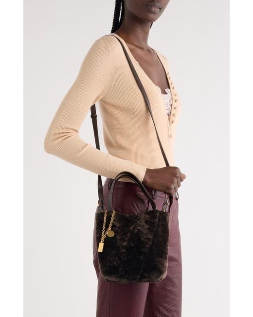 Chloé Black Small Spin Genuine Shearling Tote