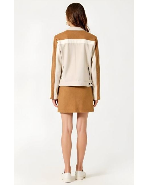 Modenaire Natural Colorblock Jacket With Zip Pockets