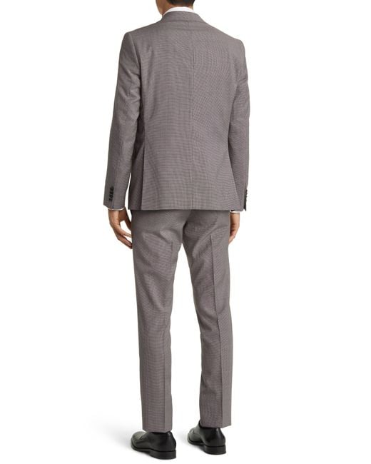 Ted Baker Gray Roger Extra Slim Fit Micro Houndstooth Wool Suit for men