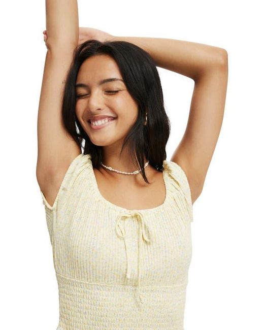Cotton On Blue Chloe Shirred Short Sleeve Top