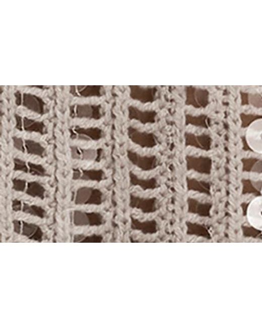 Donna Karan Gray Sequin Open Stitch Short Sleeve Sweater