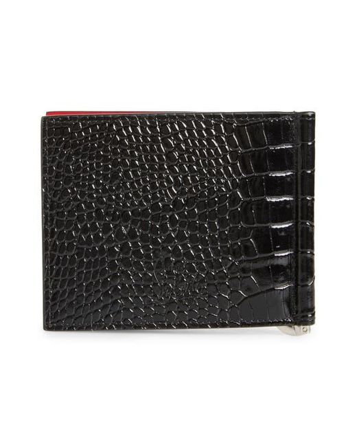 Christian Louboutin Black Mooncrest Calfskin Bifold Wallet With Money Clip for men