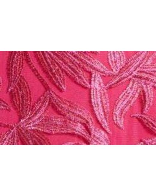 Sam Edelman Pink Embroidered Mock Neck Midi Dress