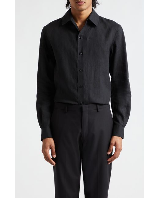Agnona Black Linen Button-up Shirt for men