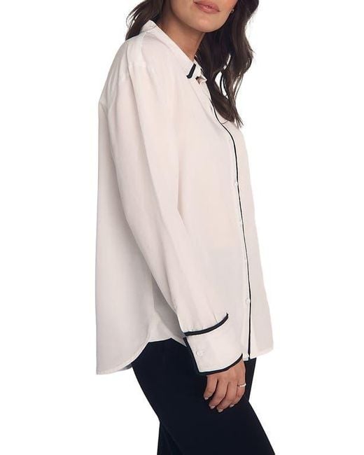 Bella Dahl Natural Contrast Trim Button-Up Shirt
