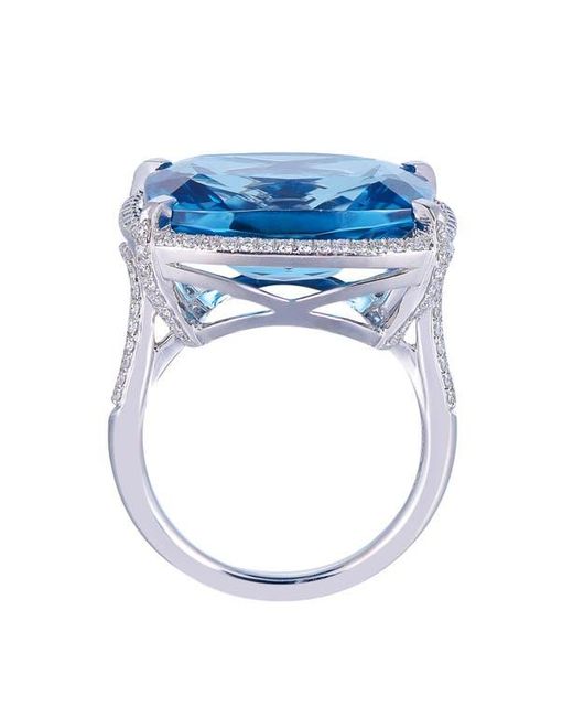 Kahn High Jewelry Blue Topaz Ring With Diamonds