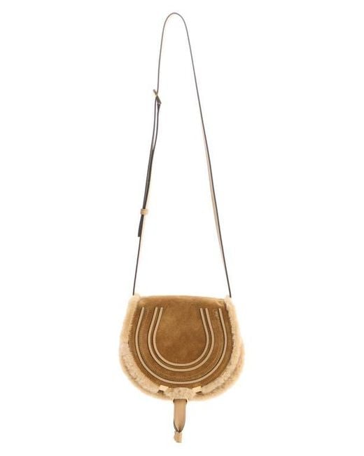 Chloé Metallic Medium Marcie Suede & Genuine Shearling Crossbody Bag