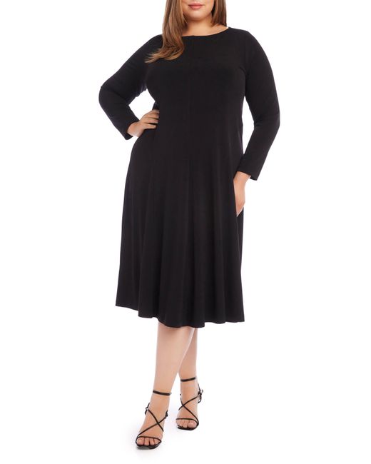 Karen Kane Black Kate Long Sleeve Jersey Midi Dress