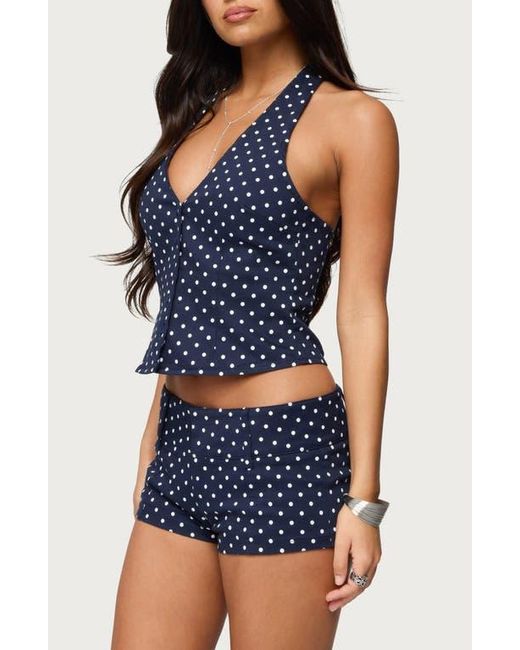 Edikted Blue Twyla Dot Halter Top