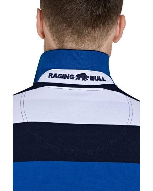 Raging Bull Blue Jersey Contrast Panel Polo for men