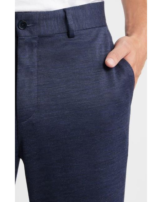 Bugatchi Blue Flat Front Knit Wool Blend Chinos for men