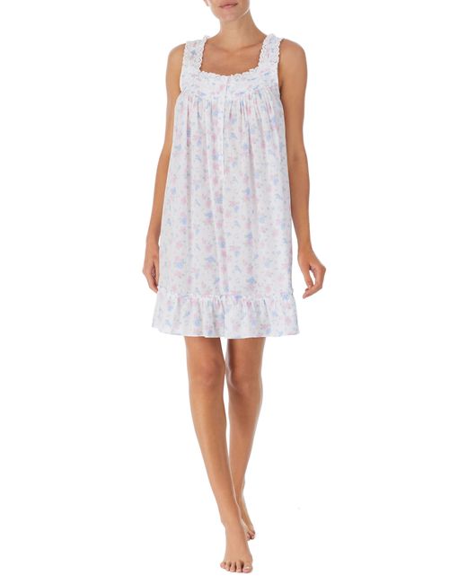 Eileen West Floral Print Cotton Lawn Chemise in White | Lyst