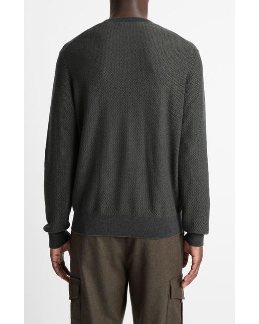 Vince Gray Geometric Jacquard Wool & Cotton Blend Crewneck Sweater for men
