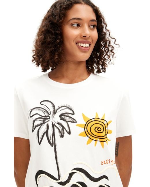 Desigual Blue Beach Graphic T-shirt