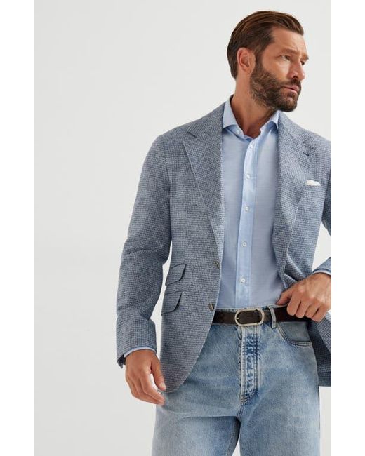 Brunello Cucinelli Blue Check Deconstructed Blazer for men