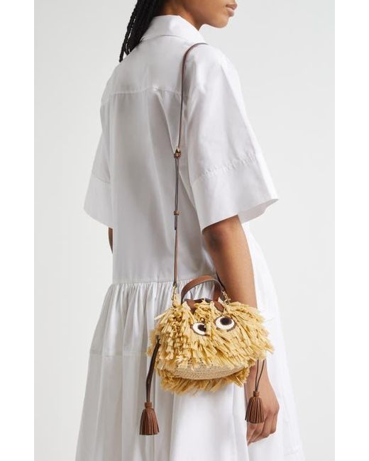 Anya Hindmarch Metallic Small Eyes Raffia Drawstring Bucket Bag