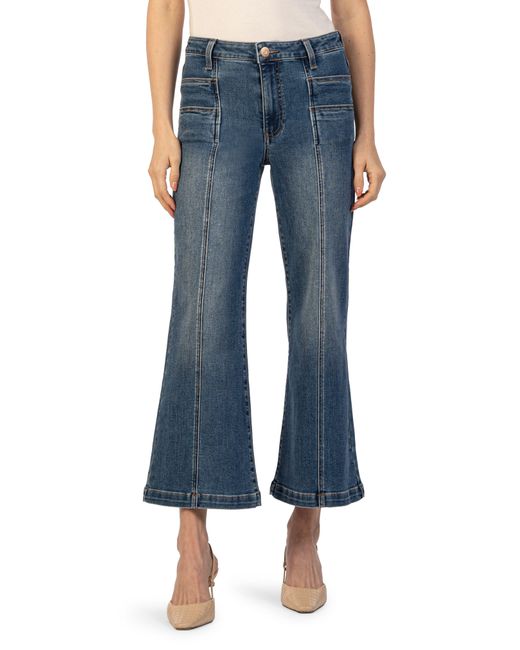 Kut From The Kloth Blue Meg Seamed High Waist Ankle Flare Jeans