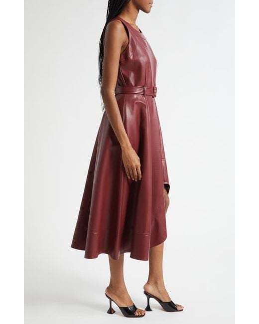 Cinq  Sept Zelda Faux Leather High Low Hem Dress in Red | Lyst