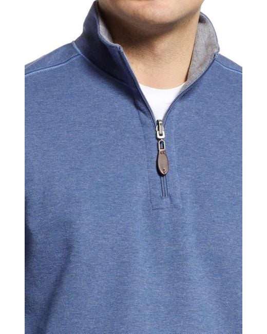 Johnston & Murphy Blue Reversible Quarter Zip Pullover for men