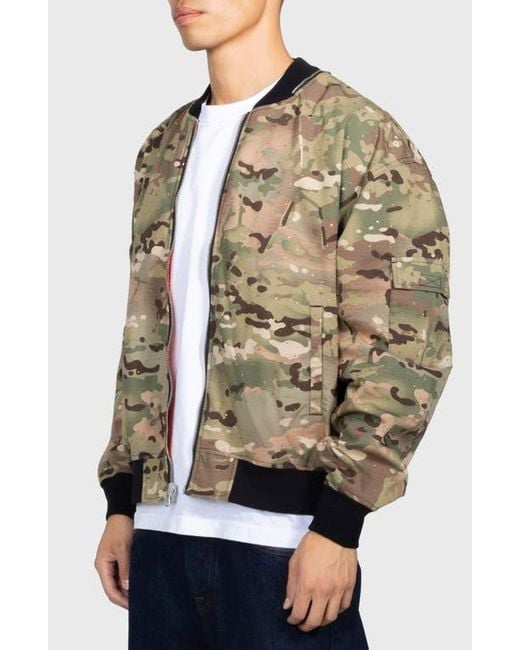 Pleasures Multicolor Rhinestone Embellished Print Cotton Bomber Jacket for men