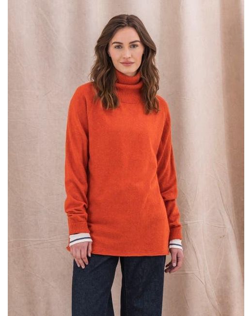 Celtic & Co. Red Geelong Wool Slouch Turtleneck Sweater