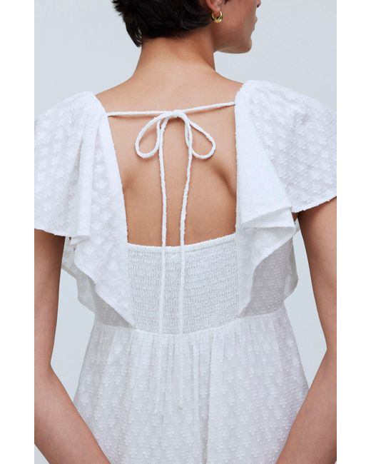 Madewell White Flutter Sleeve Maxi Dress