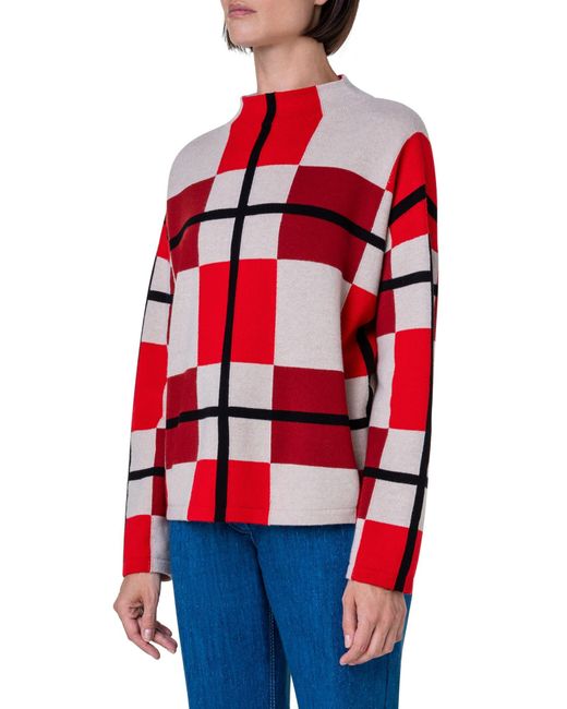 Akris Punto Checkered Virgin Wool & Cashmere Sweater