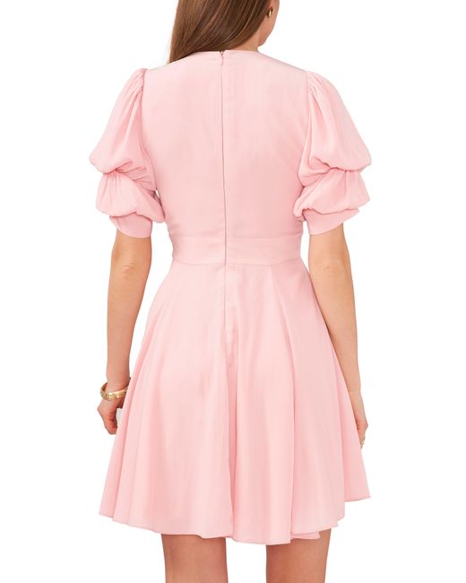 1.STATE Pink Tiered Bubble Sleeve Dress