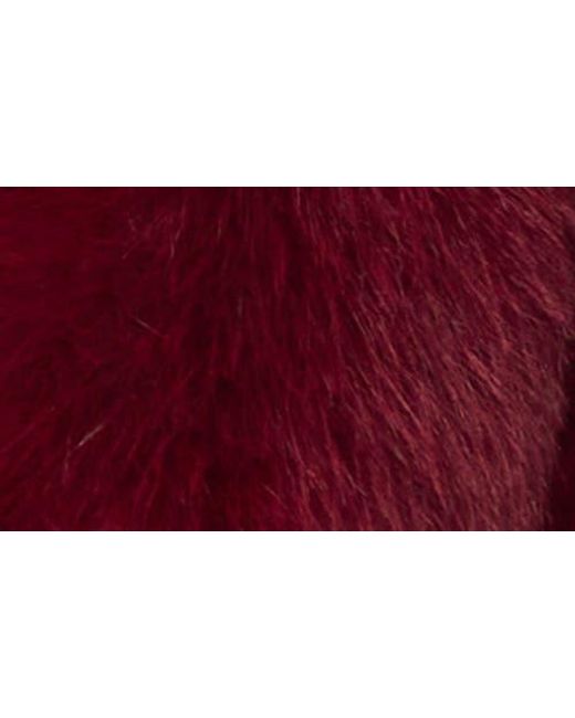 Vince Camuto Red Stand Caollar Faux Fur Jacket
