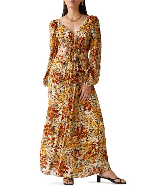 & Other Stories & Floral Cutout Long Sleeve Maxi Dress in Natural | Lyst