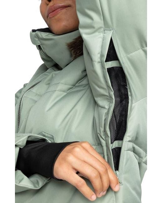 Roxy Green Quinn Insulated Puffer Coat With Removable Faux Fur Trim