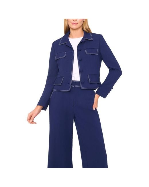 Halogen® Blue Flap Topstitch Jacket