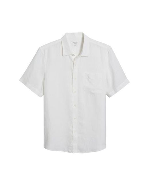 Nordstrom White Solid Short Sleeve Linen Button-Up Shirt for men