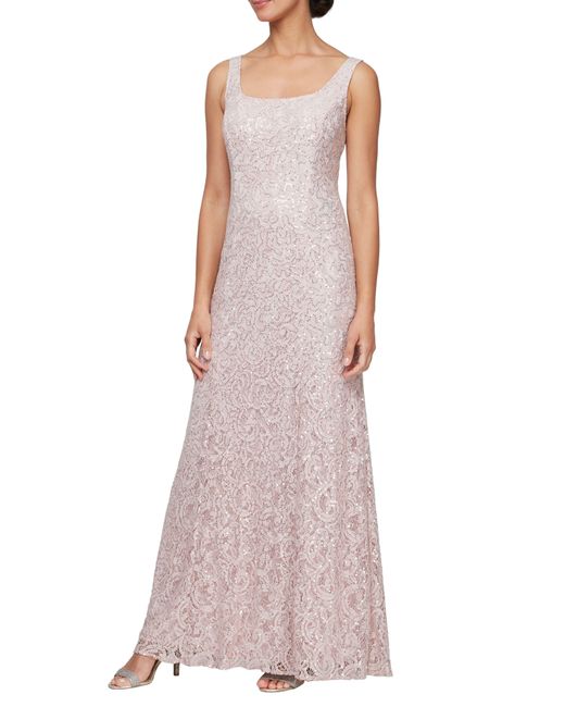 Alex Evenings Pink Two-piece Sequin Lace Gown & Jacket