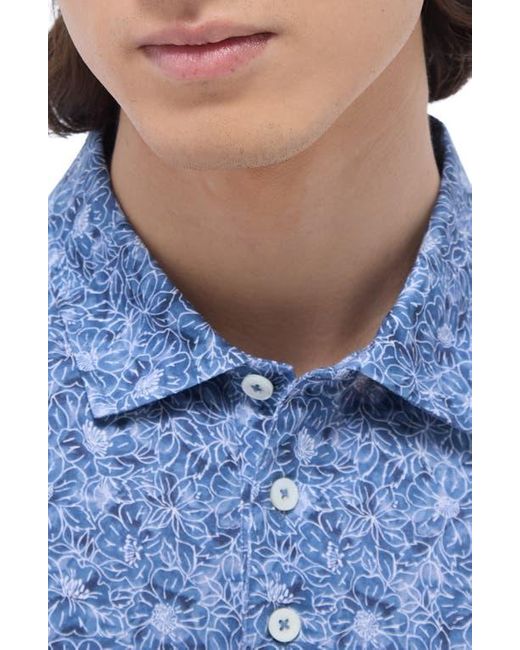 Bugatchi Blue Victor Ooohcotton Floral Polo for men