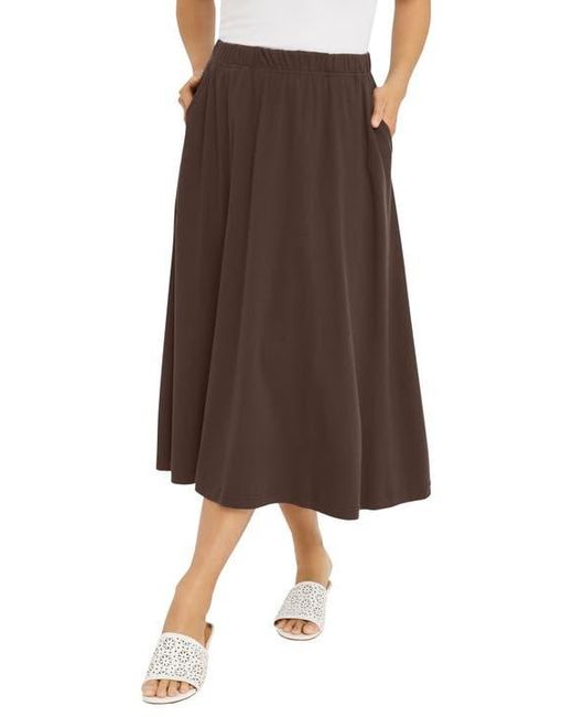 Jessica London Brown Soft Ease Midi Skirt