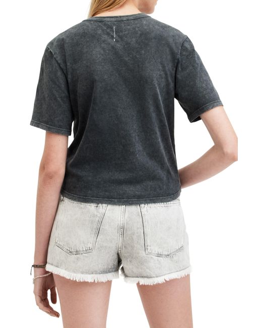 AllSaints Black Gigi Cutout Ruched Front Cotton T-shirt